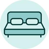 Blue bed, illustration, vector on a white background.