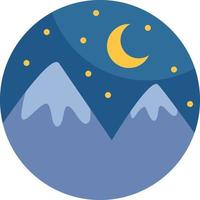 Night in mountains, illustration, vector, on a white background. vector