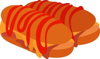 Ham and cheese, illustration, vector on white background