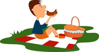 Man on picnic, illustration, vector on white background