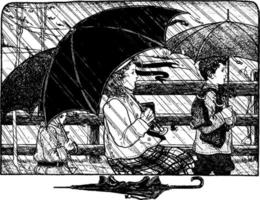 Rainy Day, vintage illustration vector