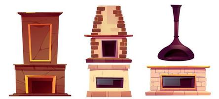 Fireplaces, home hearth set vector