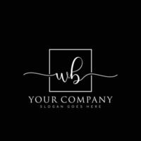 WB Initial handwriting minimalist logo vector