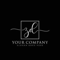 ZD Initial handwriting minimalist logo vector