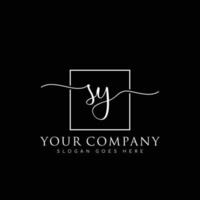 SY Initial handwriting minimalist logo vector