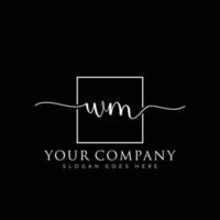 WM Initial handwriting minimalist logo vector