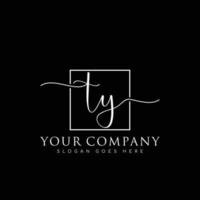 TY Initial handwriting minimalist logo vector