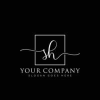 SH Initial handwriting minimalist logo vector