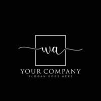 WA Initial handwriting minimalist logo vector