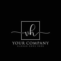 VH Initial handwriting minimalist logo vector