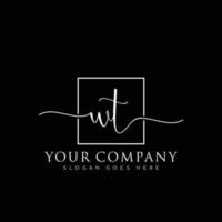 WT Initial handwriting minimalist logo vector