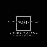 WP Initial handwriting minimalist logo vector