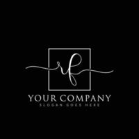 RF Initial handwriting minimalist logo vector