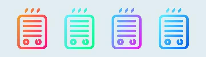 Heater line icon in gradient colors. Warm system signs vector illustration.