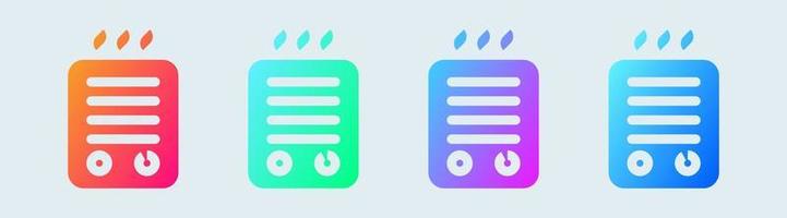 Heater solid icon in gradient colors. Warm system signs vector illustration.