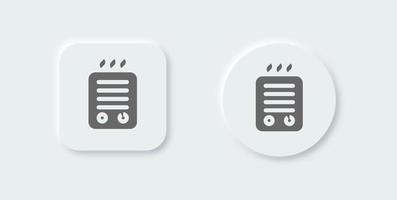 Heater solid icon in neomorphic design style. Warm system signs vector illustration.