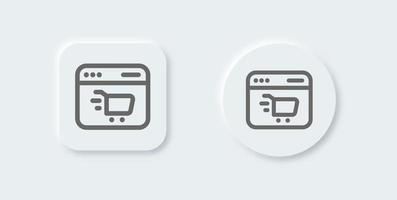 Online shop line icon in neomorphic design style. Commerce signs vector illustration.