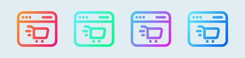 Online shop line icon in gradient colors. Commerce signs vector illustration.