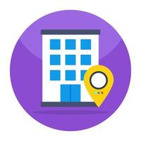 Building with location pin, concept of office location vector