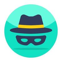 Hat with glasses, icon of spy vector