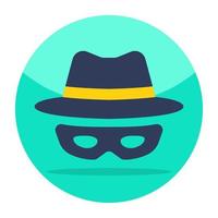 sombrero con gafas, ícono de espía vector