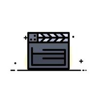 american movie usa video business línea plana llena icono vector banner plantilla