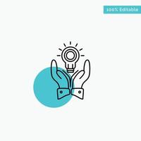 Solution Bulb Business Hand Idea Marketing turquoise highlight circle point Vector icon