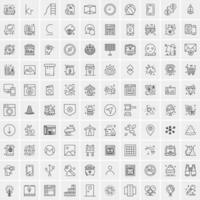 paquete de 100 iconos de líneas universales para móviles y web vector