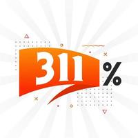 311 discount marketing banner promotion. 311 percent sales promotional design. vector