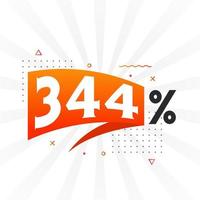 344 discount marketing banner promotion. 344 percent sales promotional design. vector