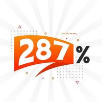 287 discount marketing banner promotion. 287 percent sales promotional design. vector