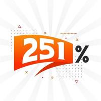 Promoción de banner de marketing de 251 descuentos. 251 por ciento de diseño promocional de ventas. vector