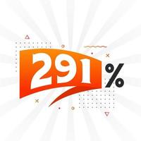 291 promoción de banner de marketing de descuento. 291 por ciento de diseño promocional de ventas. vector