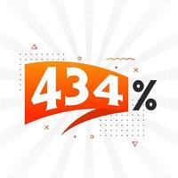 434 discount marketing banner promotion. 434 percent sales promotional design. vector