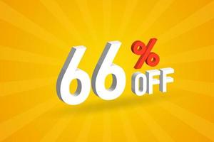 66 Percent off 3D Special promotional campaign design. 66 off 3D Discount Offer for Sale and marketing. vector