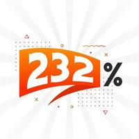 232 discount marketing banner promotion. 232 percent sales promotional design. vector