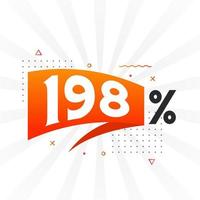 Promoción de banner de marketing de 198 descuentos. 198 por ciento de diseño promocional de ventas. vector