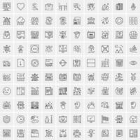 paquete de 100 iconos de líneas universales para móviles y web vector