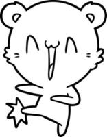 Cartoon line art happy bear vector