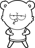 Cartoon line art bored bear vector