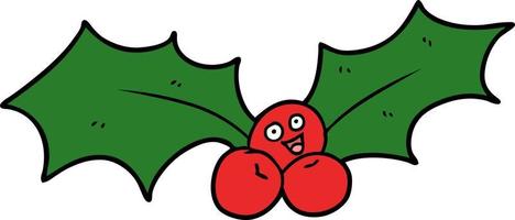 Cartoon christmas berry and leaves vector