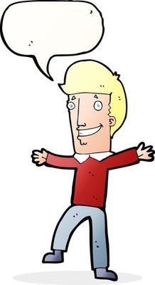 Cartoon man with blank bubble speech