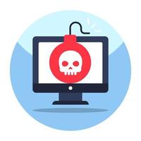 Cyber bomb icon, editable flat icon vector