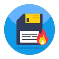 A perfect design icon of floppy disk burning vector