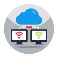 Editable design icon of cloud connected computer vector