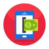 Conceptual flat design icon of mobile money withdrawal vector
