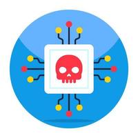 Flat design icon of chip hacking vector