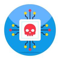 Flat design icon of chip hacking vector