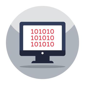 Flat design icon of binary code vector