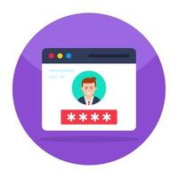 Conceptual flat design icon of web profile login vector